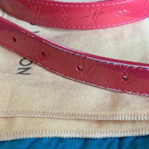 READ DESCR Louis Vuitton Red Monogram Belt w/ Dust Bag Size 36 USED WORN OUT! - Picture 3 of 11
